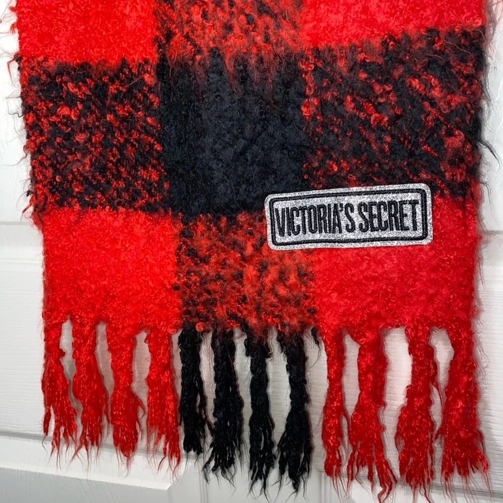 Victoria's Secret Bold Red and Black Scarf, Cozy Chic